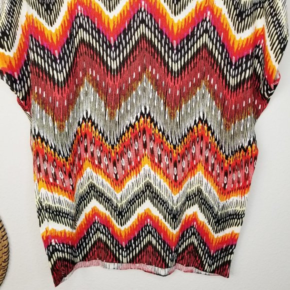 Ikat Print Sweater w/ Dolman Gold Button Sleeves - Picture 7 of 12